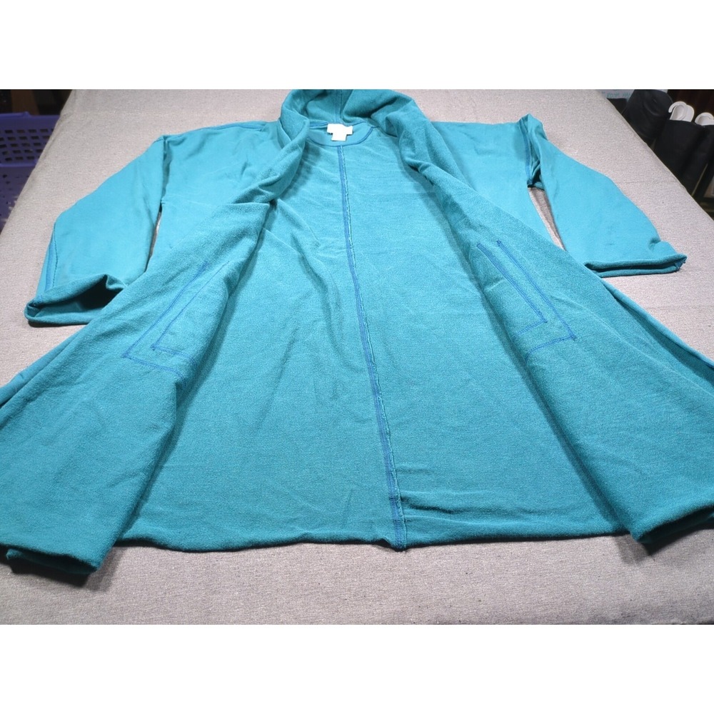 Soft Surroundings Lagenlook Tunic Length Jacket Teal Exposed Seam Womens Small - Picture 3 of 16